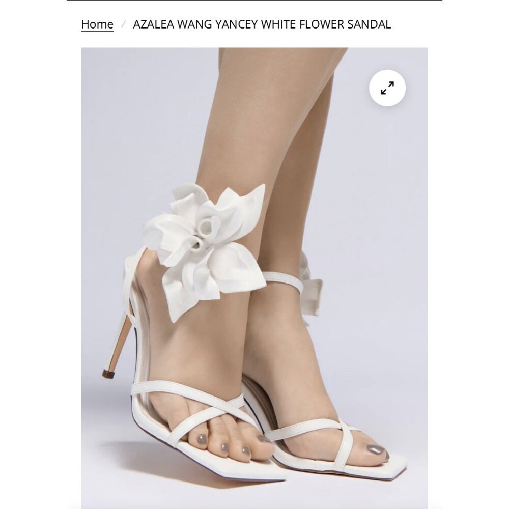 Azalea Wang Women’s 11 White Yancy Adjustable Flower Heels Sandals Stilettos - Picture 4 of 11